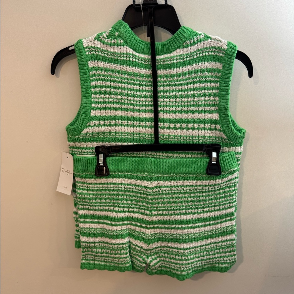 Jessica Simpson Green and White Striped Kids Knit Set, Sz M (8-10), NWT - Picture 3 of 10